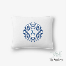 Load image into Gallery viewer, Linen Pillow Cover - Filigree Framed Monogram
