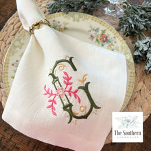 Load image into Gallery viewer, Regal Daisy Monogram Luncheon, Dinner &amp; Cocktail Napkins
