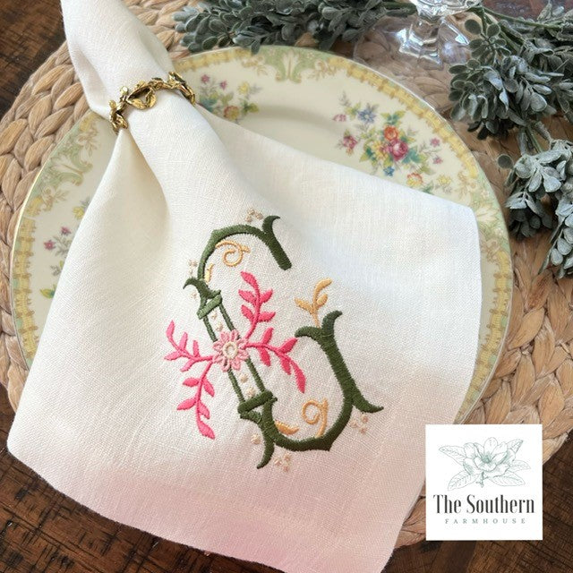 Regal Daisy Monogram Luncheon, Dinner & Cocktail Napkins