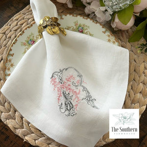 Romantic Floral Sketch Monogrammed Luncheon, Dinner & Cocktail Napkins