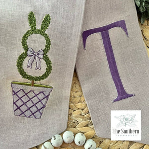 Linen Wreath/Basket Sash - Boxwood Bunny