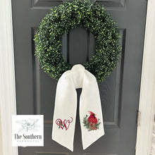 Load image into Gallery viewer, Linen Wreath/Basket Sash - Christmas Cardinal
