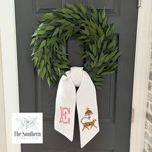 Linen Wreath/Basket Sash - Chinoiserie Cheetah