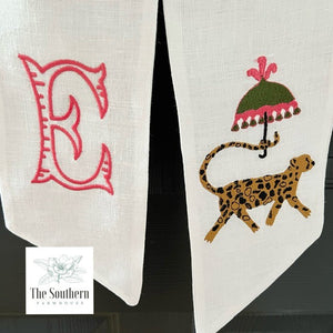 Linen Wreath/Basket Sash - Chinoiserie Cheetah