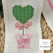 Load image into Gallery viewer, Linen Wreath/Basket Sash - Chinoiserie Heart Topiary

