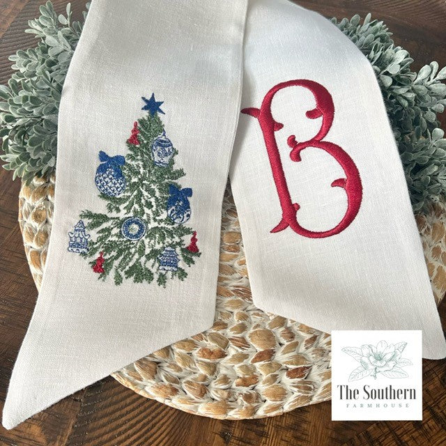 Linen Wreath/Basket Sash - Chinoiserie Ornaments Christmas Tree
