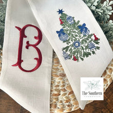 Load image into Gallery viewer, Linen Wreath/Basket Sash - Chinoiserie Ornaments Christmas Tree
