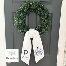 Load image into Gallery viewer, Linen Wreath/Basket Sash - Chinoiserie Pumpkin
