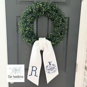 Linen Wreath/Basket Sash - Chinoiserie Pumpkin