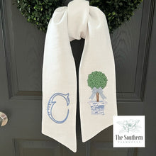 Load image into Gallery viewer, Linen Wreath/Basket Sash - Chinoiserie Topiary Tree
