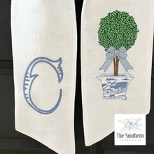 Load image into Gallery viewer, Linen Wreath/Basket Sash - Chinoiserie Topiary Tree
