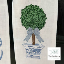 Load image into Gallery viewer, Linen Wreath/Basket Sash - Chinoiserie Topiary Tree

