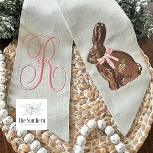 Linen Wreath/Basket Sash - Chocolate Bunny