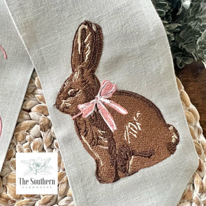Linen Wreath/Basket Sash - Chocolate Bunny