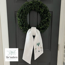 Load image into Gallery viewer, Linen Wreath/Basket Sash - Cranes &amp; Palm Monogram
