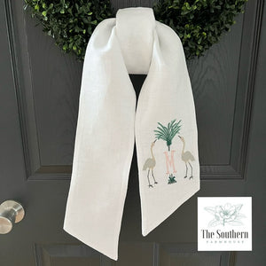 Linen Wreath/Basket Sash - Cranes & Palm Monogram