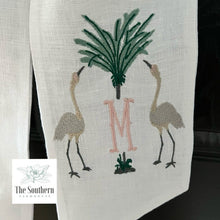 Load image into Gallery viewer, Linen Wreath/Basket Sash - Cranes &amp; Palm Monogram
