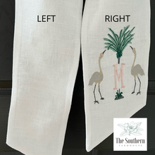 Load image into Gallery viewer, Linen Wreath/Basket Sash - Cranes &amp; Palm Monogram
