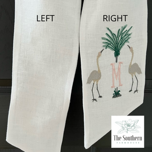 Linen Wreath/Basket Sash - Cranes & Palm Monogram
