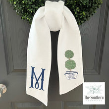 Load image into Gallery viewer, Linen Wreath/Basket Sash - Chinoiserie Double Topiary Tree
