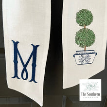 Load image into Gallery viewer, Linen Wreath/Basket Sash - Chinoiserie Double Topiary Tree
