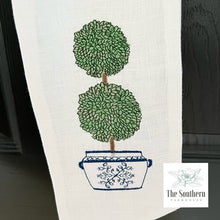 Load image into Gallery viewer, Linen Wreath/Basket Sash - Chinoiserie Double Topiary Tree
