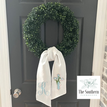 Load image into Gallery viewer, Linen Wreath/Basket Sash - Easter Lily Cross
