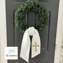 Load image into Gallery viewer, Linen Wreath/Basket Sash - Elegant Cross
