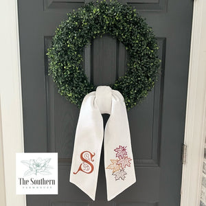 Linen Wreath/Basket Sash - Fall Leaves