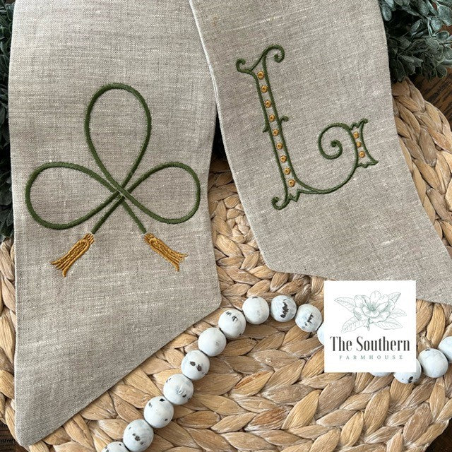 Linen Wreath/Basket Sash - Fancy Shamrock