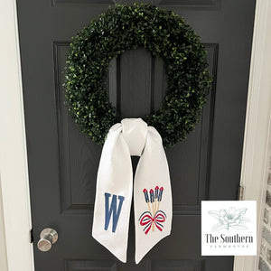 Linen Wreath/Basket Sash - Fourth of July Fireworks