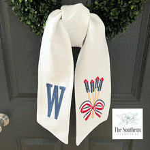 Load image into Gallery viewer, Linen Wreath/Basket Sash - Fourth of July Fireworks
