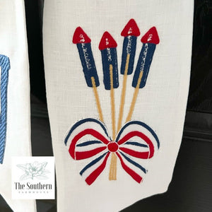 Linen Wreath/Basket Sash - Fourth of July Fireworks