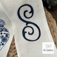 Load image into Gallery viewer, Linen Wreath/Basket Sash - Chinoiserie Ginger Jar Monogram
