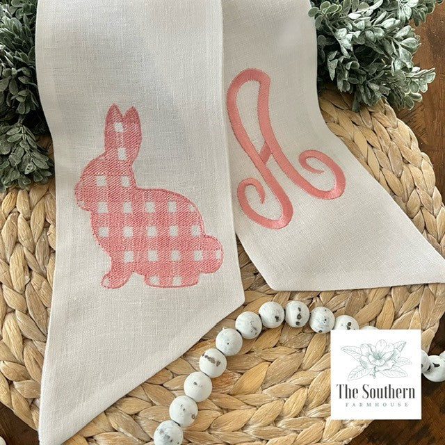 Linen Wreath/Basket Sash - Gingham Bunny