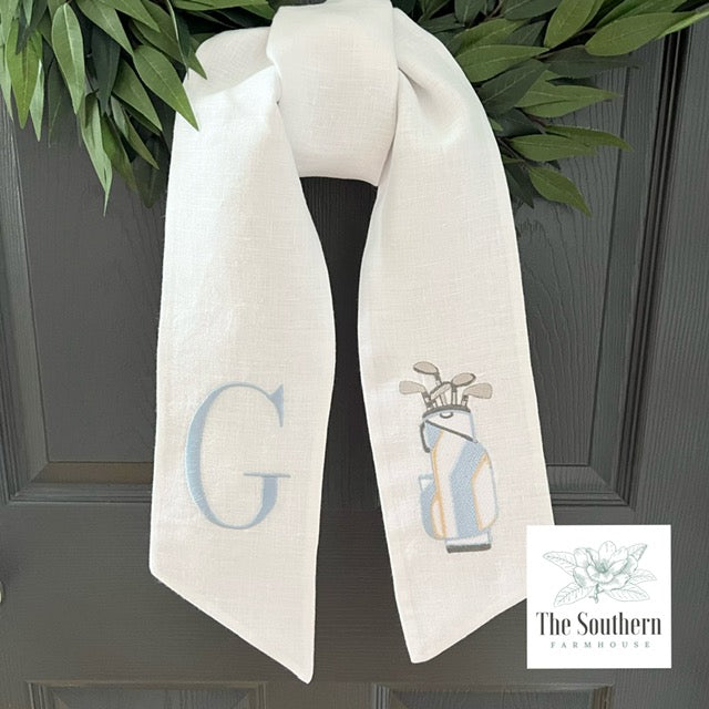 Linen Wreath/Basket Sash - Preppy Golf Bag