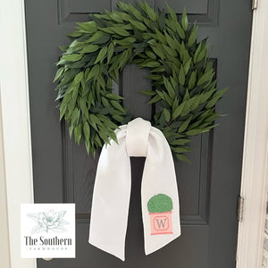 Linen Wreath/Basket Sash - Hamptons Planter Monogram