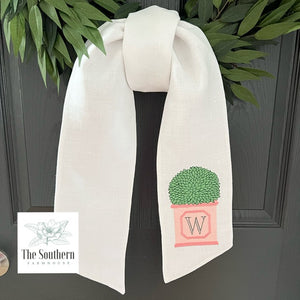 Linen Wreath/Basket Sash - Hamptons Planter Monogram