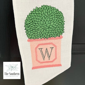 Linen Wreath/Basket Sash - Hamptons Planter Monogram