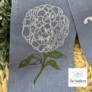 Linen Wreath/Basket Sash - Hydrangea Monogram