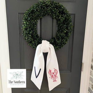 Linen Wreath/Basket Sash - Sketched Lobster Monogram