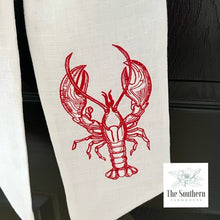 Load image into Gallery viewer, Linen Wreath/Basket Sash - Sketched Lobster Monogram
