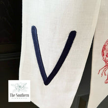 Load image into Gallery viewer, Linen Wreath/Basket Sash - Sketched Lobster Monogram
