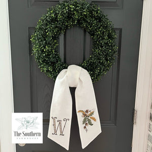 Linen Wreath/Basket Sash - Fall Oak Branch