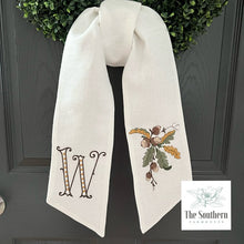 Load image into Gallery viewer, Linen Wreath/Basket Sash - Fall Oak Branch
