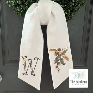 Linen Wreath/Basket Sash - Fall Oak Branch