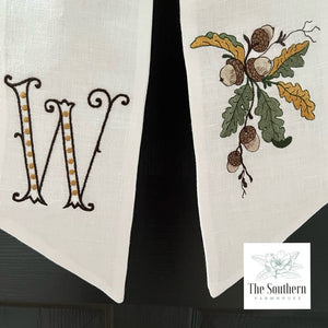 Linen Wreath/Basket Sash - Fall Oak Branch