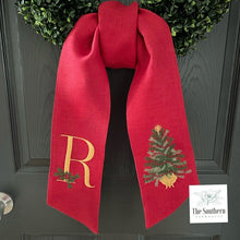 Load image into Gallery viewer, Linen Wreath/Basket Sash - Oh Christmas Tree
