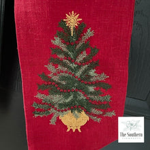 Load image into Gallery viewer, Linen Wreath/Basket Sash - Oh Christmas Tree
