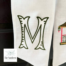 Load image into Gallery viewer, Linen Wreath/Basket Sash - Chinoiserie Pagoda
